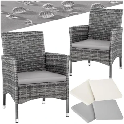 Abbildung von tectake Rattanstuhl Nantes (2er Set, 2 St), Abnehmbare Sitzgarnitur