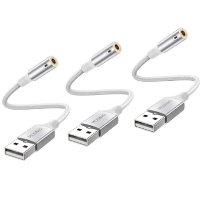 Abbildung von MOSWAG USB zu Audio Jack Adapter (3 Pack), 3,5 mm Aux Stereo Converter Externer Soundkartenadapter Kompatibel mit Kopfhörer, PC, Laptop, Linux, Desktop, PS4 und Anderen Geräte