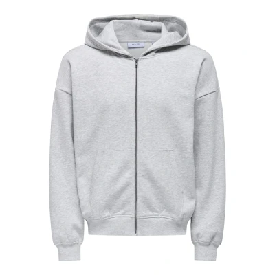 Abbildung von Only &amp; Sons Onsturner ZIP Hoodie Kapuzenpullover, Herren, Größe: Small, Light grey melange