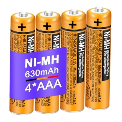 Abbildung von 4 Stück HHR 65AAABU Ni MH Akku für Panasonic 1,2V 630 mAh AAA schnurlose Telefone