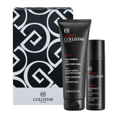 Abbildung von Collistar Set für Herren, Dusch Shampoo 3 in 1, 250 ml + Deo Freschezza 48h Spray 100 ml, Geschenkset feuchtigkeitsspendend und belebend, Duft italienischer Bergamotte