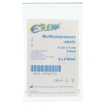 Abbildung von Erena Steril Mullkompressen 5x5 cm 8fach 5X2 St