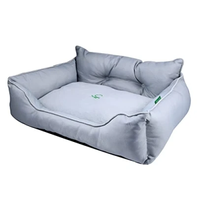 Abbildung von UNITED COLORS OF BENETTON. Pets Hundebett, Ergonomisches Bett für Große Hunde, Aus Polyester, Waschmasschinegeeignet, Grau, Größe XL, 90x70x28 cm