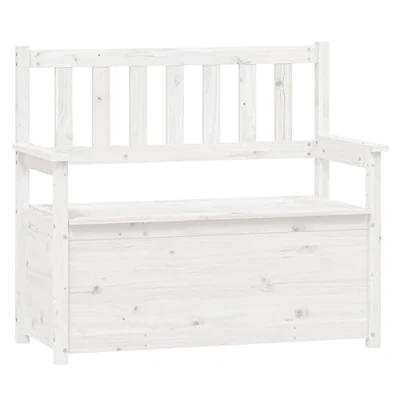 Abbildung von vidaXL Sitzbank mit Stauraum Truhenbank Holzbank Flurbank Truhe Bank Massivholzbank Sitztruhe Holztruhe Wohnzimmer Weiß 112,5x51,5x96,5cm Massivholz Kiefer