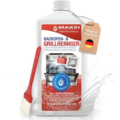 Abbildung von MAXXI CLEAN Backofen &amp; Grillreiniger das Original 1x 750 ml + Pinsel extra stark selbstarbeitender Fettlöser löst Verkrustungen auf Herdplatte, Ofen Grill