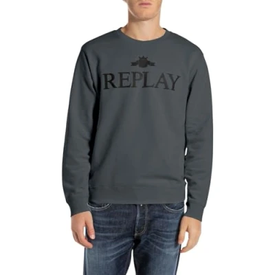 Abbildung von Replay Herren Sweatshirt mit Logo, Blau (Ocean Blue 094), XXL