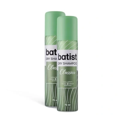 Abbildung von Batist Trockenshampoo Classico für perfektes Haar in nur 3 Minuten, ohne Wasser, Trockenshampoo, geeignet alle Haartypen, 2 x 75 ml, Made Italy
