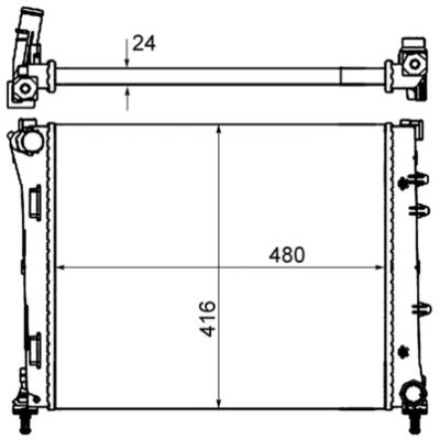 Abbildung von MAHLE ORIGINAL CR 2000 000S Kühler, Motorkühlung 480 416 24 Kühlrippen mechanisch gefügt FIAT: 500 Schrägheck, C Cabrio