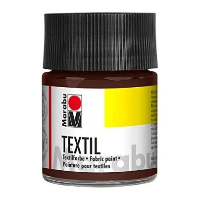 Abbildung von Marabu 17160005045 Textil Stoffmalfarbe dunkelbraun 50 ml, Stoffdruckfarbe auf Wasserbasis, für helle Stoffe, waschbeständig bis 60C, weicher Griff, einfache Fixierung durch Bügeln o. Backofen