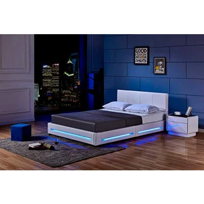 Abbildung von HOME DELUXE Bett LED ASTEROID (Set, 2 tlg., inkl. Lattenrost &amp; Beleuchtung), 160x 200 cm gepolstertes Kopfteil, Polsterbett, Kunstlederbett