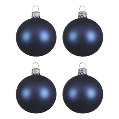 Abbildung von 4 Weihnachtskugeln aus Glas matt 10 cm nachtblau KSD Decoris