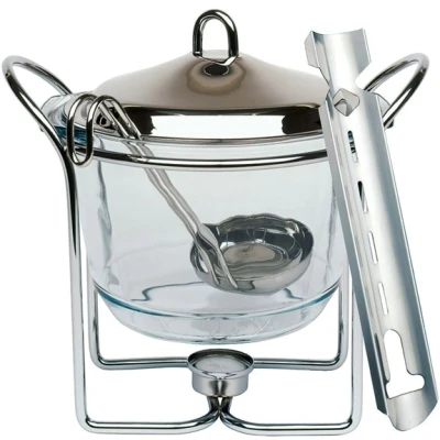 Abbildung von APS Bowle Set, (Feuerzangenbowle mit Zuckerhutablage), Edelstahl/Glas, Inhalt 4 Liter