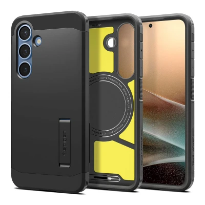 Abbildung von Spigen Tough Armor (AI) MagFit Hülle für Samsung Galaxy S25 Plus, Kompatibel mit MagSafe Schwarz