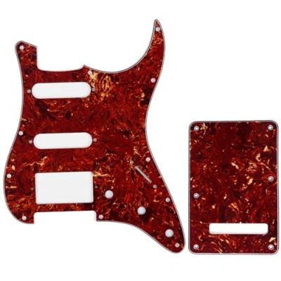 Abbildung von Musiclily SSH 11 Löcher Strat Gitarren Schlagbrett und Backplate Set für Fender USA/Mexican Standard Stratocaster Modern Style, 4 lagig Vintage Tortoise