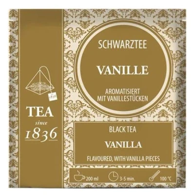 Abbildung von Schwarztee Vanille aromatisiert 50 Pyramidenbeutel im Sachet à 3 g