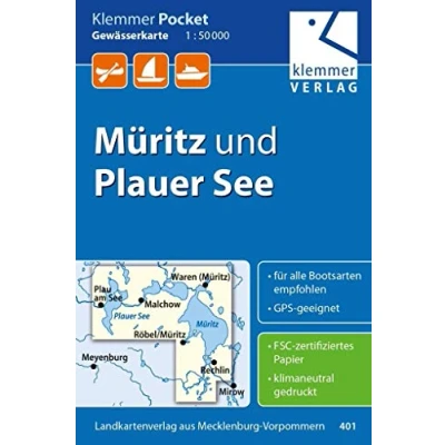 Abbildung von Klemmer Pocket Gewässerkarte Müritz und Plauer See: Maßstab 1:50.000, GPS geeignet, Erlebnis Tipps auf der Rückseite