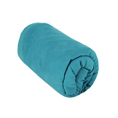 Abbildung von BabyCalin Spannbettlaken, 70 x 140 17 cm, tropisches Blau, Öko Tex Zertifiziert
