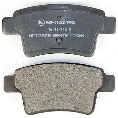 Abbildung von METZGER 1170264 Bremsbelagsatz Hinterachse exkl. Verschleißwarnkontakt mit Bremssattelschrauben, Anti Quietsch Blech CITROËN: C4 I Grand Picasso