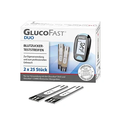 Abbildung von Glucofast Blutzucker Teststreifen DUO, 50 Diabetes St., Für das DUO Messgerät