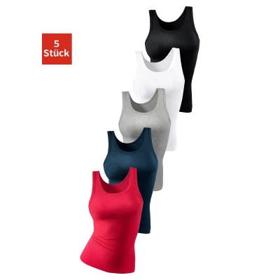 Abbildung von Lascana 5 PACK Unterhemd/shirt, Damen, Größe: 32, Rot marine grau meliert weiß schwarz