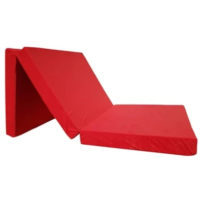 Abbildung von Natalia Spzoo gemütliche Faltmatratze Klappmatratze mit Schaumstoffkern &amp; abnehmbarem Bezug 3 teilige klappbare Schlafmatte 195 x 65 8 cm (Rot 100% Polyester)