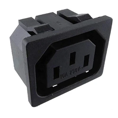 Abbildung von daier Kaltgeräte Einbau Stecker Buchse C 14 mit Schalter Kupplung 250V AC 10A, Löt oder Steckanschluß 4,8mm (Stecker typ 3)