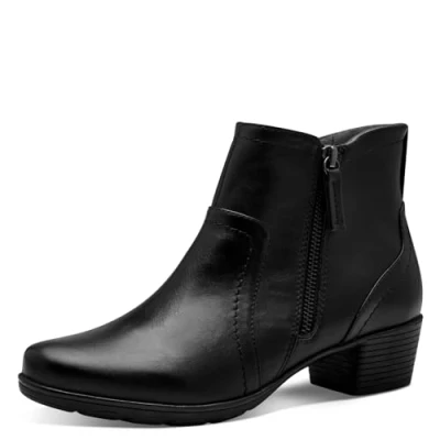 Abbildung von Jana Damen Stiefeletten mit Absatz Reißverschluss Kleiner Absatz, Schwarz (Schwarz), 38 EU