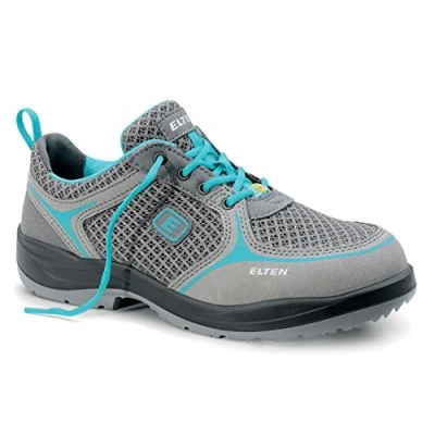 Abbildung von ELTEN Sicherheitsschuhe MILA aqua Low ESD S1, Damen, Textil, Stahlkappe, leicht, sportlich, Grau/Türkis, Größe: 40