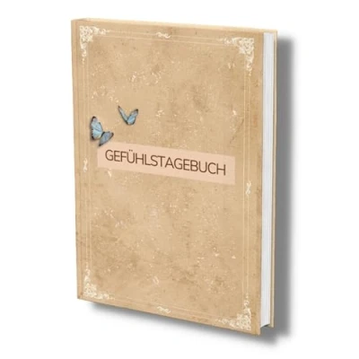 Abbildung von Gefühlstagebuch: Zur Selbstreflexion von Emotionen bei guten/schlechten Phasen. Gefühle verstehen mit täglichen Fragen. Mein Stimmungstagebuch.