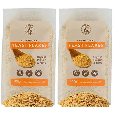 Abbildung von Veggy Duck Nährhefe Flocken Nutritional Yeast Flakes (500g, 2er Pack) Natürlich Gentechnikfrei Veganfreundlich Veganer Käseersatz