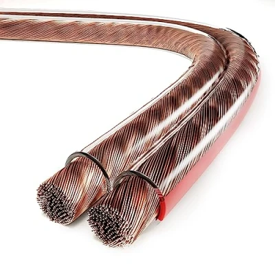 Abbildung von conecto Lautsprecherkabel Boxenkabel CCA 2x2,50mm², 10,0m, Audio Kabel mit Polaritätskennzeichnung für HiFi Lautsrpecher Boxen Subwoofer, transparent