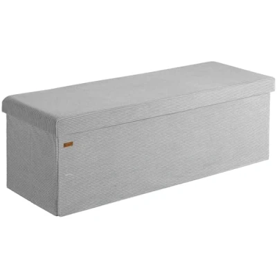 Abbildung von Casaria® Sitzbank mit Stauraum Grau Cord inkl. 2 Boxen Faltbar 300kg Belastbar 114x38cm Truhe für Wohnzimmer Schlafzimmer Flur Truhenbank Bank