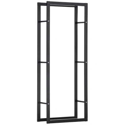 Abbildung von HOMCOM Kaminholzregal 60 x 25 150 cm Brennholzregal aus Metall, Schwarz