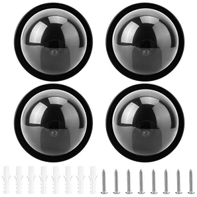 Abbildung von Garsent 4pcs Dome Simulationskamera Fake CCTV Dummy mit blinkendem LED Licht für Heim &amp; Gewerbe Powered by 2 * &quot;AA Batterien(schwarz)
