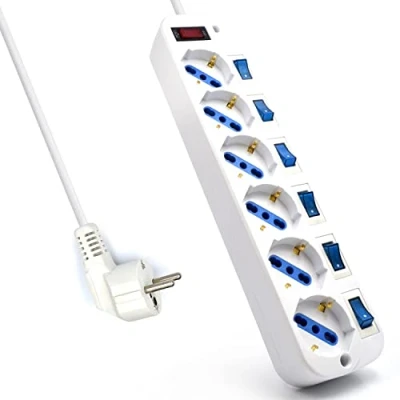 Abbildung von Ewent EW3932 6 fach Steckdosenleiste mit eigenen beleuchteten Schaltern für jede Buchse,1,5m Kabel