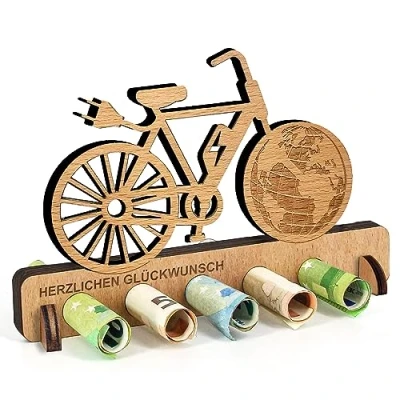 Abbildung von Geburtstag Geldgeschenk Holz, Fahrrad, Geldgeschenke Radfahrer E Bike Mountainbike Geld Geschenk Holz Deko für Freunde, Familie Liebhaber