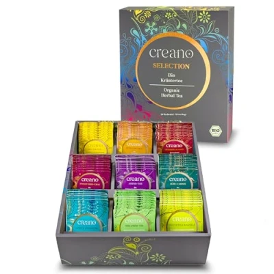 Abbildung von Creano Bio Kräutertee Geschenkset „ORGANIC HERBAL TEA“ 90 Teebeutel in 9 unterschiedlichen Sorten 180g*