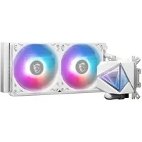Abbildung von MSI MAG CORELIQUID I240 WHITE AIO CPU Wasserkühlung Vergrößerte Kupferkühlplatte, ARGB &amp; LDB Lüfter, Zweikammer Wasserblock, Split Flow Radiator, unterstützt Intel AMD Sockel