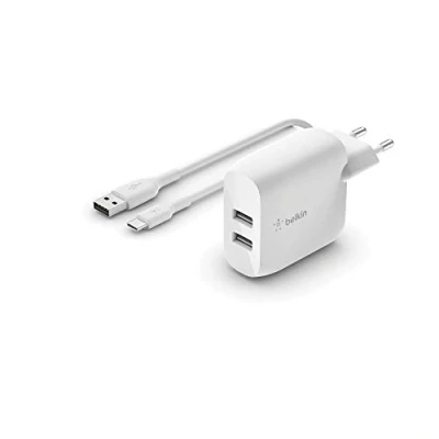 Abbildung von USB Ladegerät mit C Kabel von Belkin Weiß Kunststoff