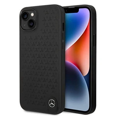 Abbildung von CG MOBILE Mercedes Benz Schutzhülle für iPhone 14 Max (echtes Leder, mit Sternmuster) Schwarz