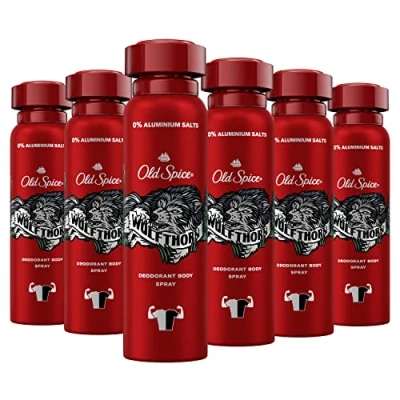 Abbildung von Old Spice Wolfthorn Deodorant Bodyspray 6er Pack (6 x 150 ml) Deo Spray Ohne Aluminium Für Männer Mit Langanhaltendem Duft