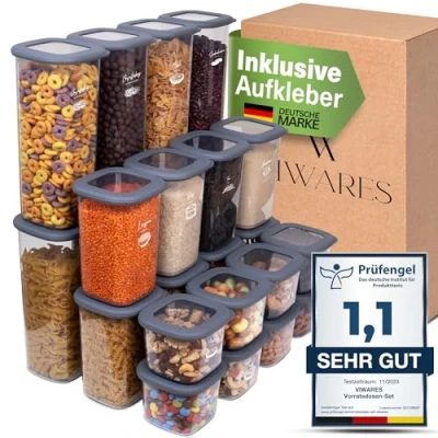 Abbildung von Viwares Vorratsdose Vorratsdosen Set Mix Anthrazit SERIE FOLY 24er, Plastik