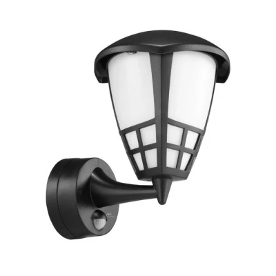 Abbildung von Maclean MCE518 Außenwandleuchte mit Infrarot Bewegungssensor, Wandlampe, Außenleuchte, IP65 Wasserfest, 1xE27 Maximale Belastung: 60 W, Erfassungsbereich: max. 12 m (Schwarz)
