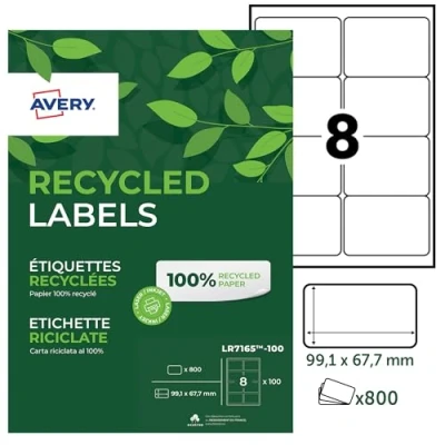 Abbildung von Avery Zweckform Versand Etiketten 99,1x67,7 mm Recycling 100 Blatt/800