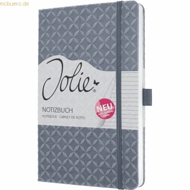Abbildung von SIGEL JN127 Notizbuch Tagebuch Jolie, ca. A5, liniert, Hardcover, Gummiband, Stifteschlaufe, Einstecktasche, grau, vegan, aus nachhaltigem Papier