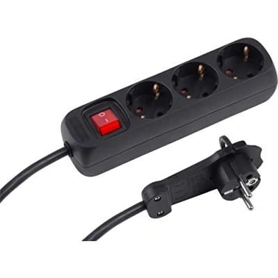 Abbildung von Meister Steckdosenleiste 3 fach Extraflacher Stecker 2 m Kabel schwarz IP20 Innenbereich Beleuchteter Schalter / Mehrfachsteckdose Steckerleiste mit Flachstecker 7430200