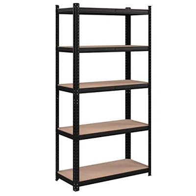 Abbildung von SONGMICS GLR040B02 Schwerlastregal, mit Stahlgestell, jeweils bis zu 875 kg belastbar, 5 verstellbare Regalböden, 40 x 90 180 cm, Schwarz, 2 Stück