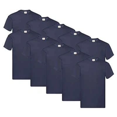 Abbildung von Fruit of the Loom Original T Shirt, Farbe:10x Deep Navy + 1 HL Kauf Notizblock, Größe:XXL