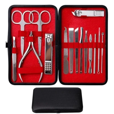 Abbildung von Nagelknipper Set Männer Frauen Professionelle Maniküre Pediküre 16 Pcs Zehe Finger Kit mit tragbarem Reisekoffer Persönliche Pflege Grooming für Ehemann Familie