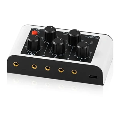Abbildung von Tragbarer Mini Stereo 4 Kanal Linien Mischer, Kopfhörer Monitoring für Clubs/Bars, extrem rauscharmer Audio Mixer, Live Studio Aufnahme
